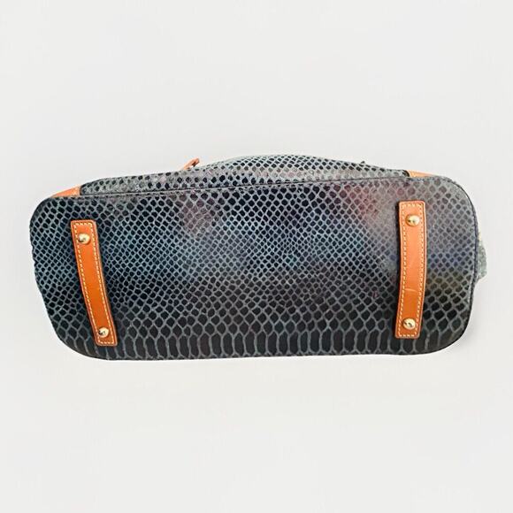 Dooney & Bourke Erica 90s Hobo Bag Snake Embossed Navy Blue Leather Suede Purse - Picture 5 of 16